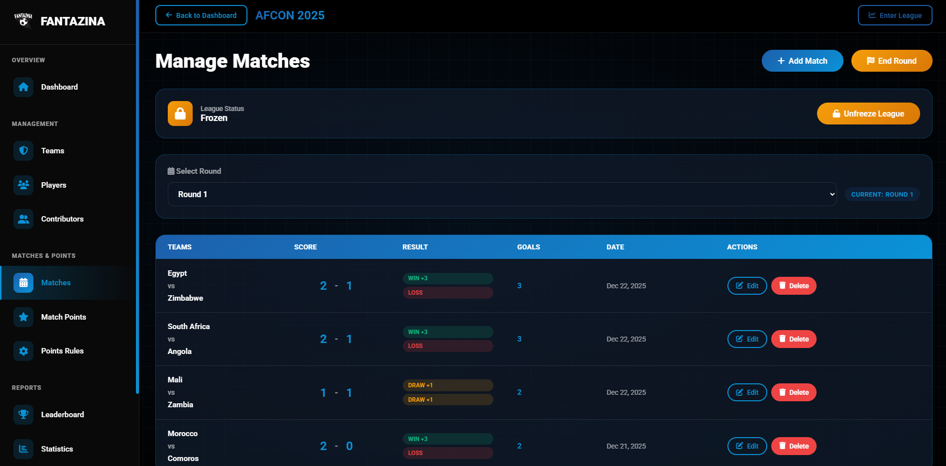 Step 6 - Admin Match Management